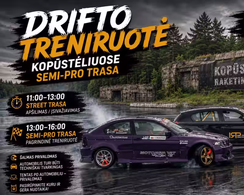 DRIFTO TRENIRUOTĖ KOPUSTĖLIUOSE SEMI-PRO TRASA 2026-08-09 nuotrauka 1