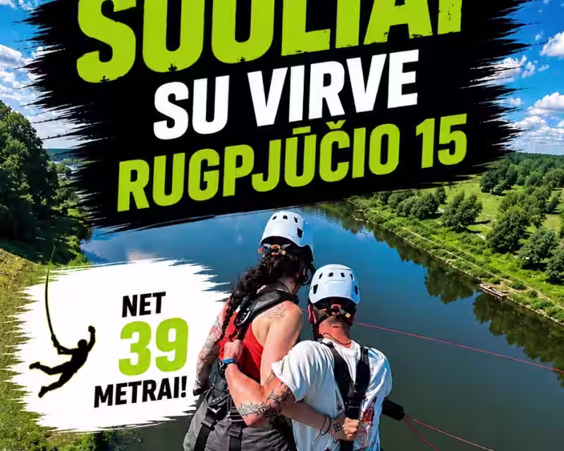 Šuoliai su virve nuo Baltosios rožės tilto Alytuje nuotrauka 1