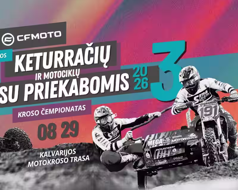 2026 m. CFMOTO Lietuvos keturračių ir motociklų su priekabomis kroso čempionatas III etapas nuotrauka 1