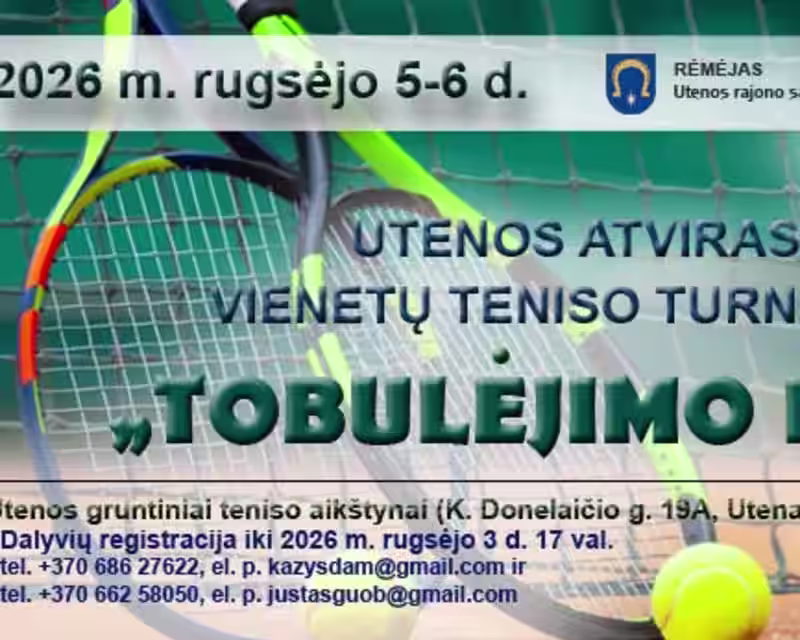 2026 m. rugsėjo 5-6 d. Utenos atviras vienetų teniso turnyras „Tobulėjimo lyga” nuotrauka 1