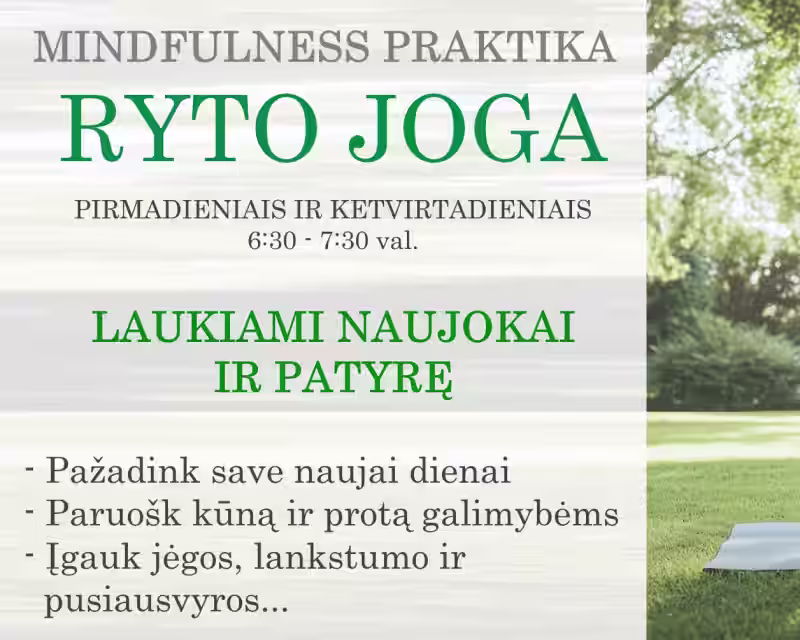 RYTO JOGA - Mindfulness praktika - pasiruošimas naujos dienos iššūkiams nuotrauka 1