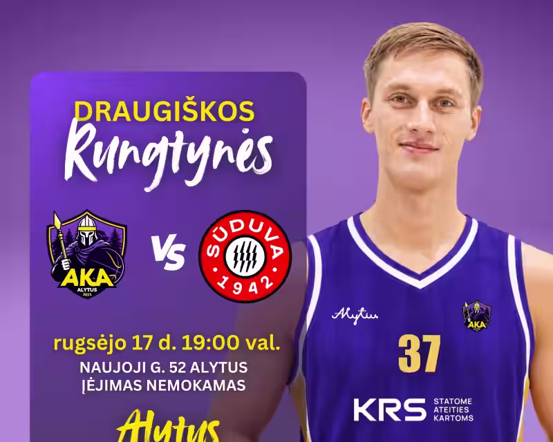 Draugiškos rungtynės Alytaus KRS prieš NKL lygos 2025/26 metų čempionus Marijampolės Sūduva-Mantinga nuotrauka 1