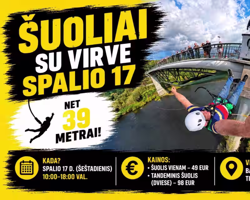 Šuoliai su virve nuo Baltosios rožės tilto Alytuje nuotrauka 1