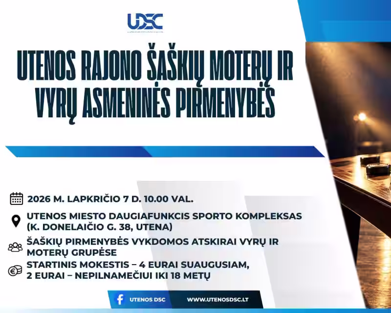 Utenos rajono šaškių moterų ir vyrų asmeninės pirmenybės nuotrauka 1