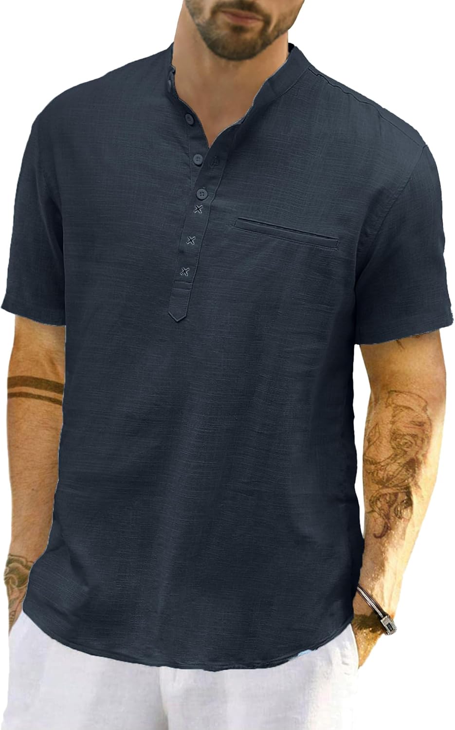 Hommes Casual Coton Lin