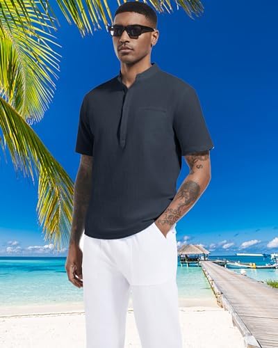 Vue 4 de Hommes Casual Coton Lin