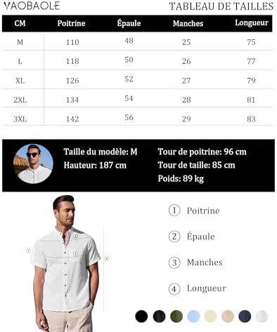 Vue 6 de Chemise Lin Homme Manche