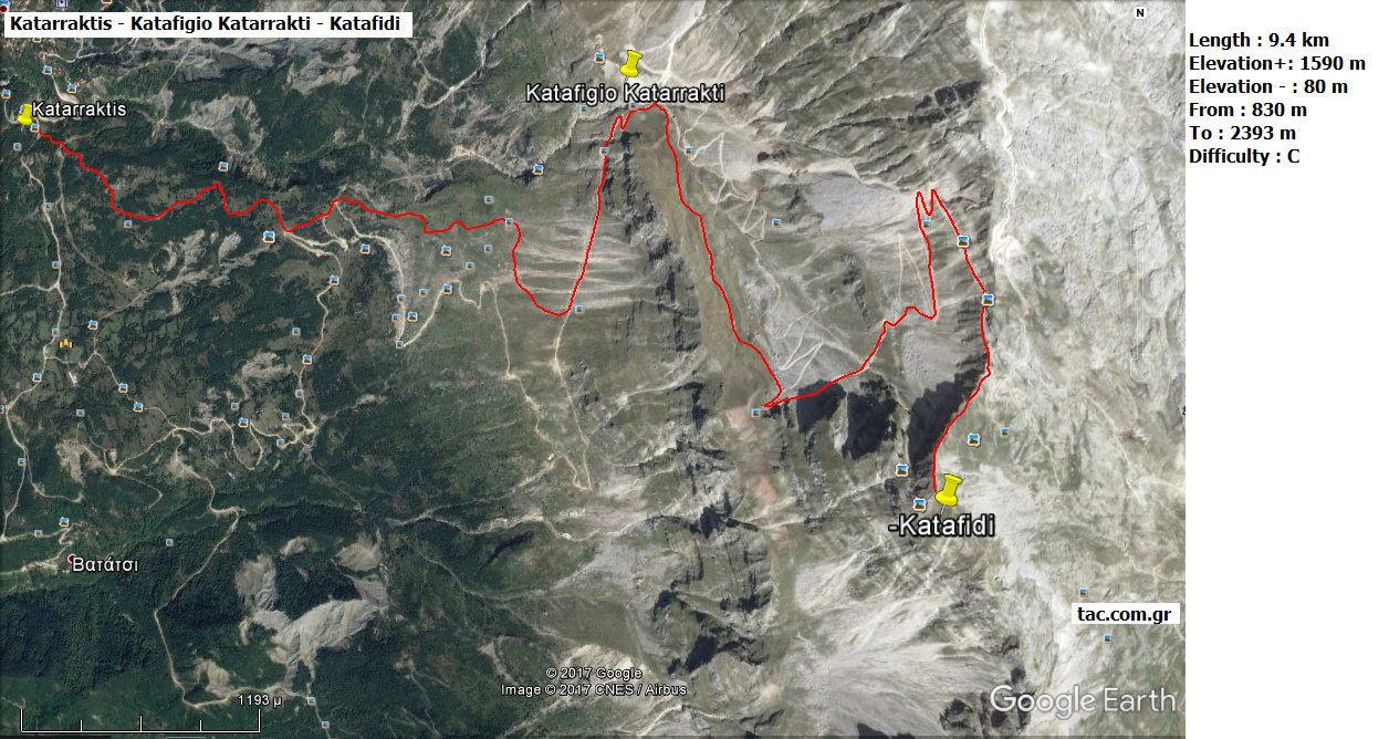 A hiking trail map