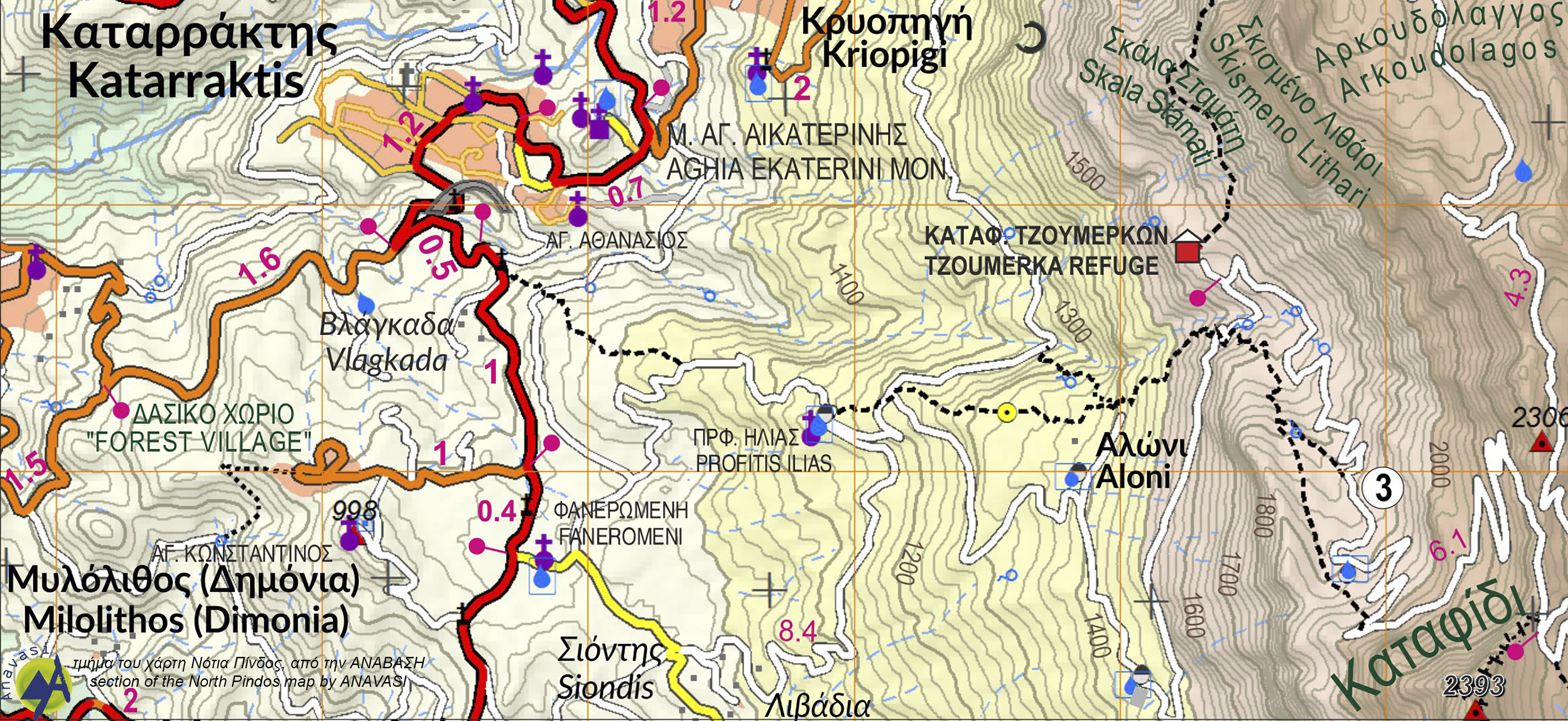 A hiking trail map