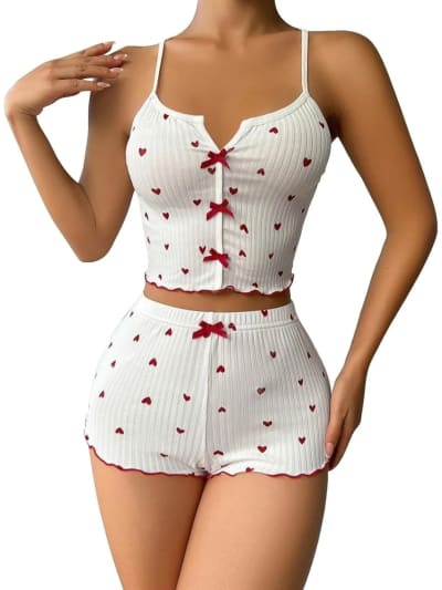 Heart to Heart Ribbed Cami & Shorts Set