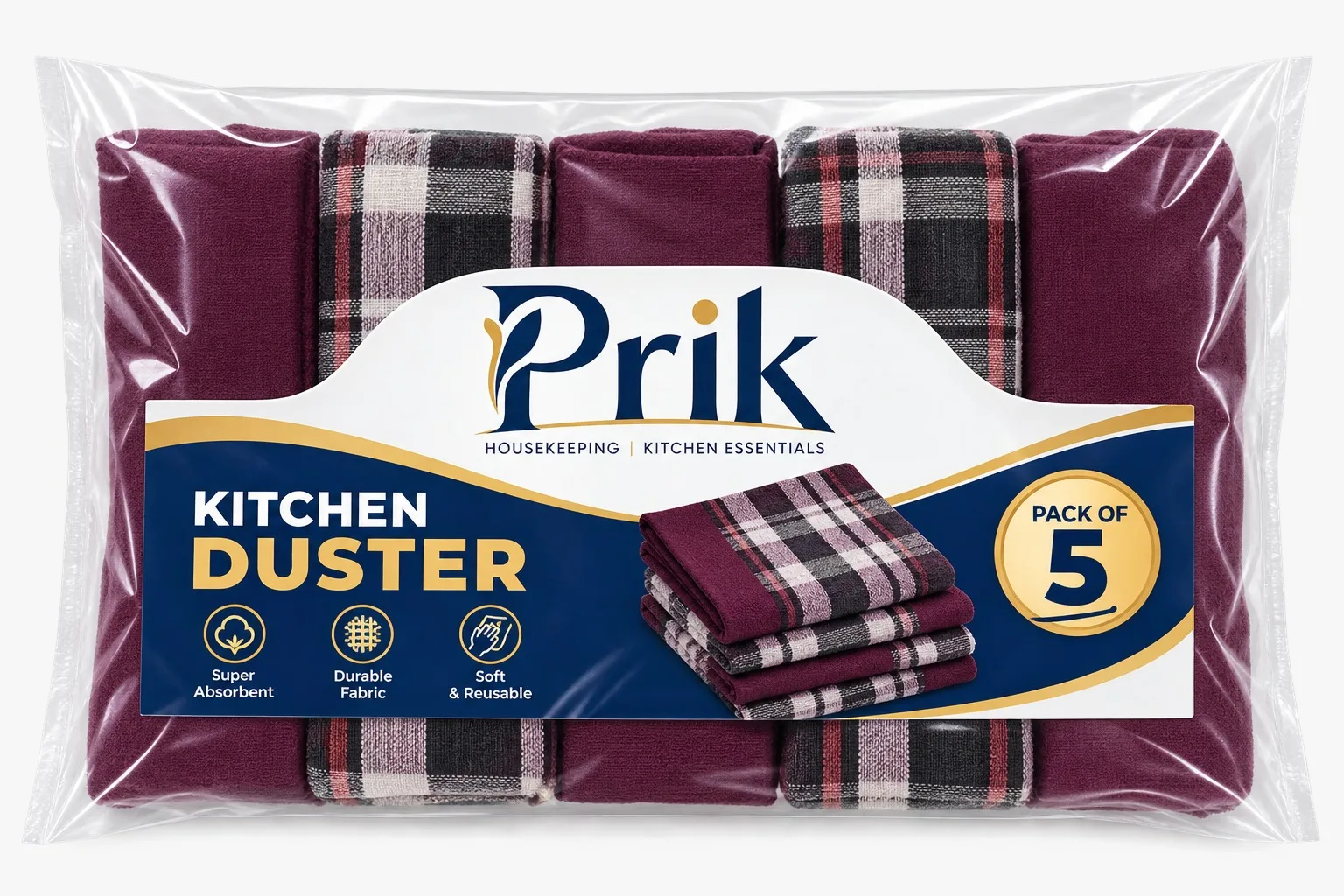 Prik Care Cotton Cleaning Cloth 18x18 - Pack of 10