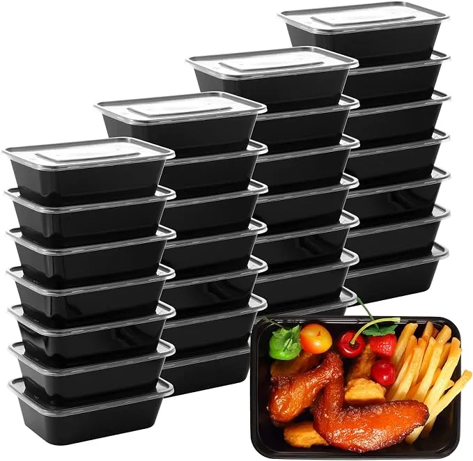 Premium 500ml Rectangular Black Food Storage Containers with Transparent Airtight Lids – Microwave Safe & BPA Free