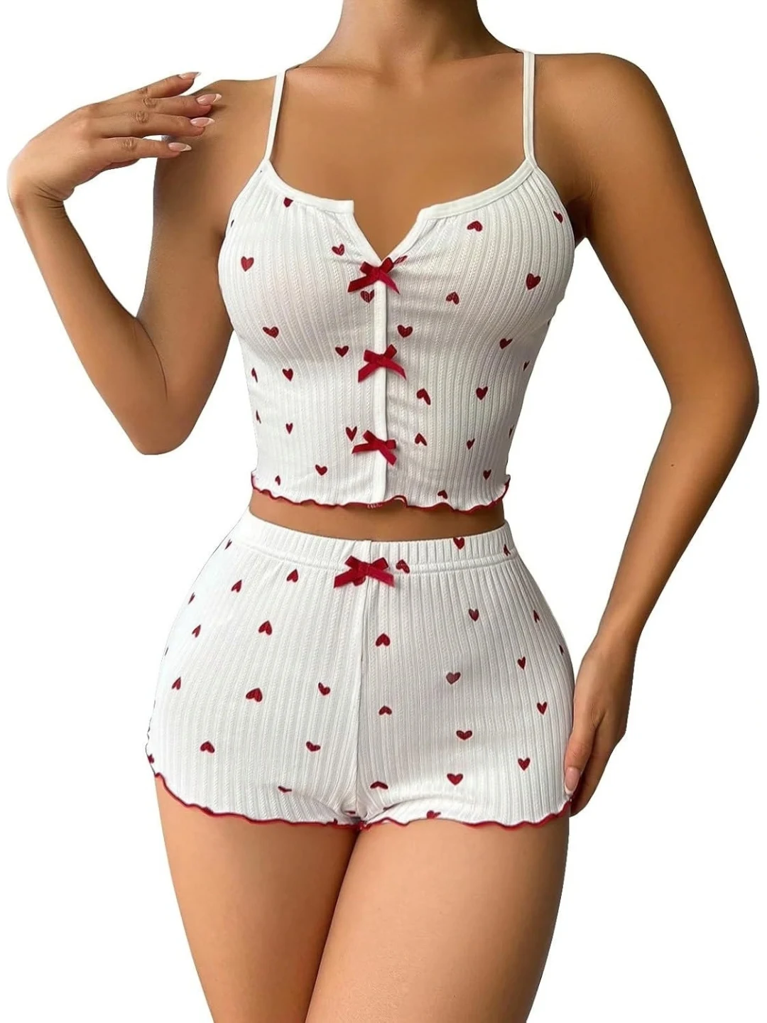 Heart to Heart Ribbed Cami & Shorts Set