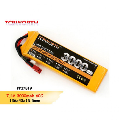 Batterie Lipo 2S 7.4V 3000mAh 35C-XT60 — TET Electronics Tunisie