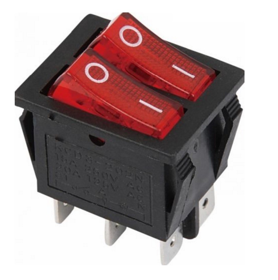 Interrupteur On/Off lumineux à bascule Double 6Pines 250V 15A — TET Electronics Tunisie