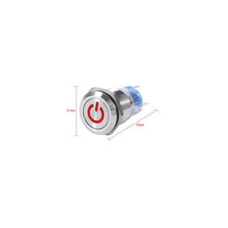 Interrupteur étanche metal rouge 16mm 12-24v - Composants | Acheter en Tunisie - TET Electronics