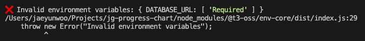 Invalid environment variables: { DATABASE_URL: [ 'Required' ] }