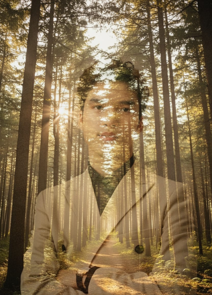 Double exposure portrait