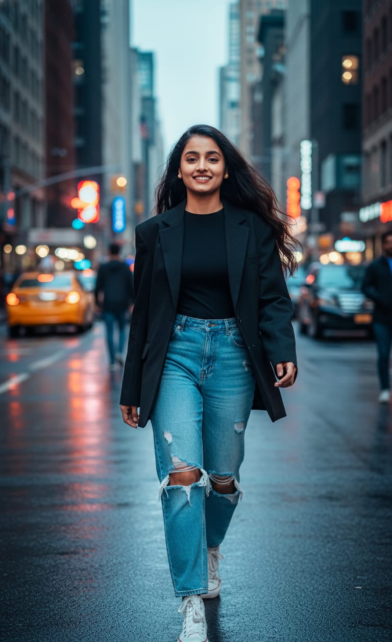 Fashionable woman on street