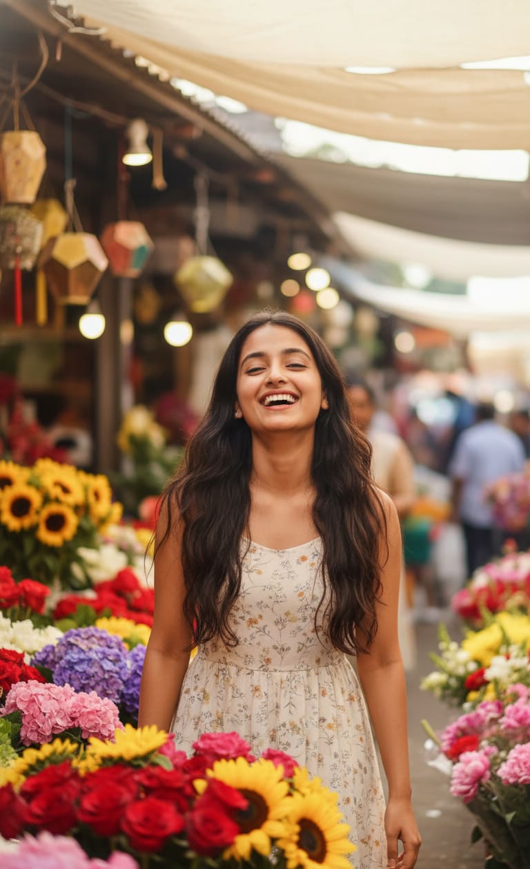 Woman at flower market