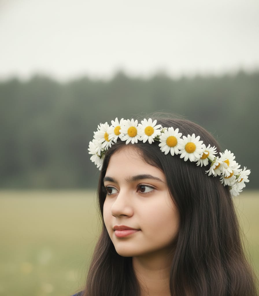 Girl with daisy crown