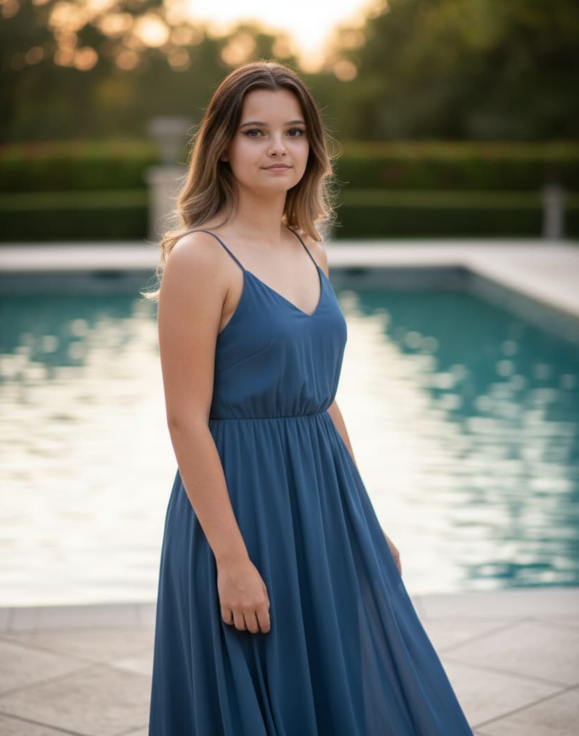 Elegant poolside woman