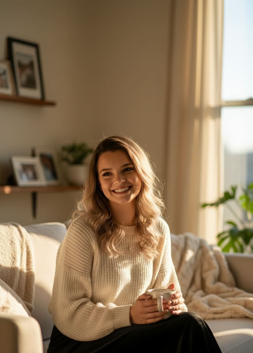 Cozy Woman Smile