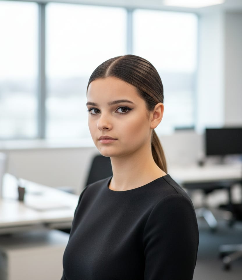 Sleek Woman Dark Dress