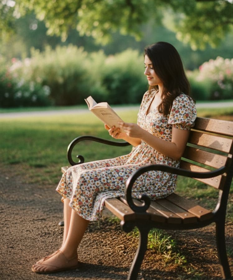 Woman Reading in Park