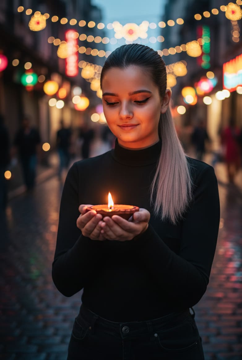 Woman with Diya