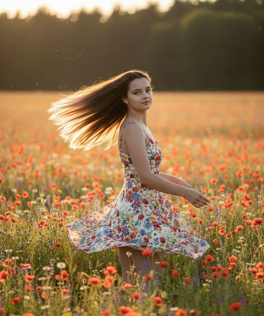 Woman Dancing in Field