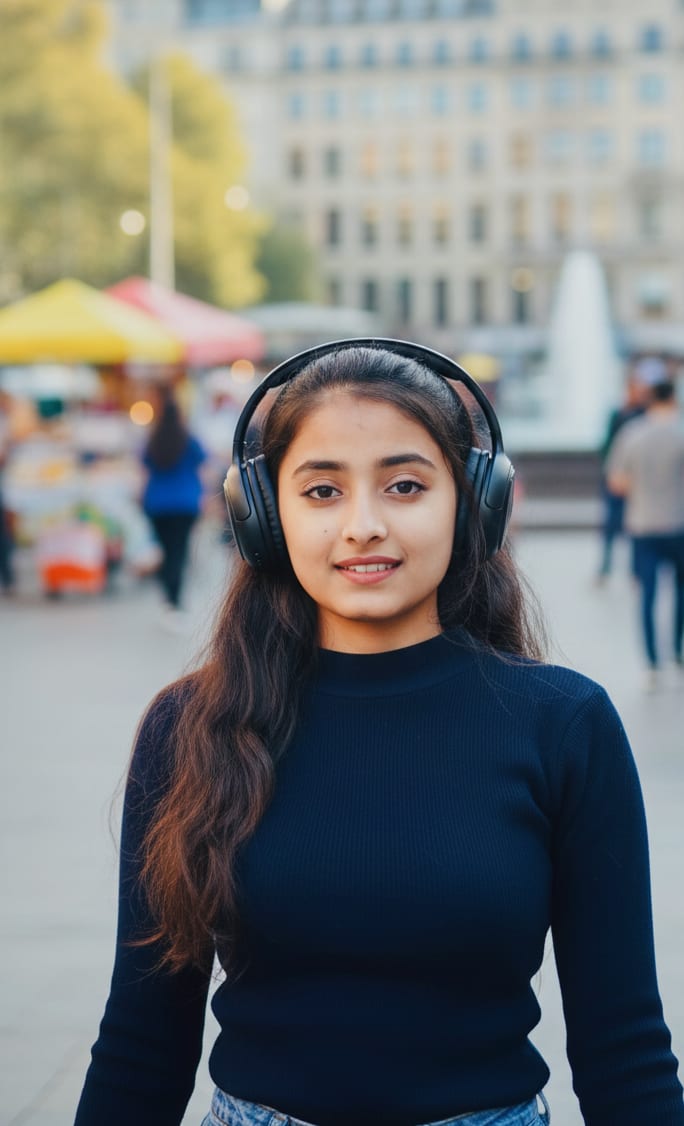 Woman in City Square