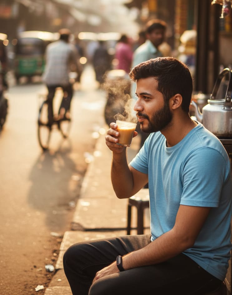 Man Drinking Chai