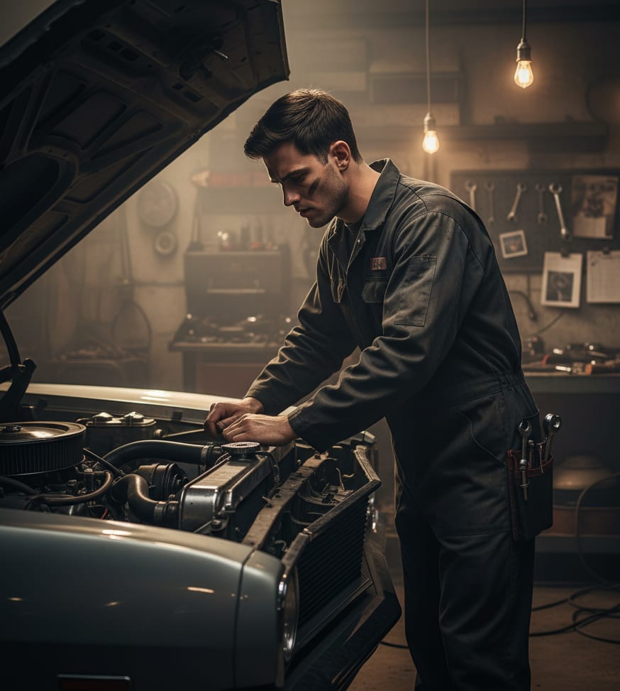Man Repairing Car
