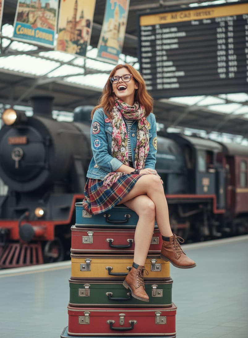 Woman with Suitcases