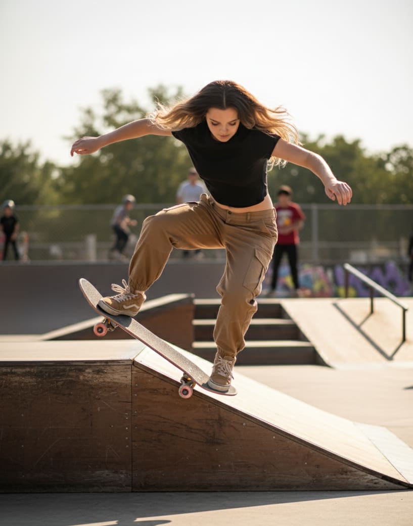 Woman Skateboarding