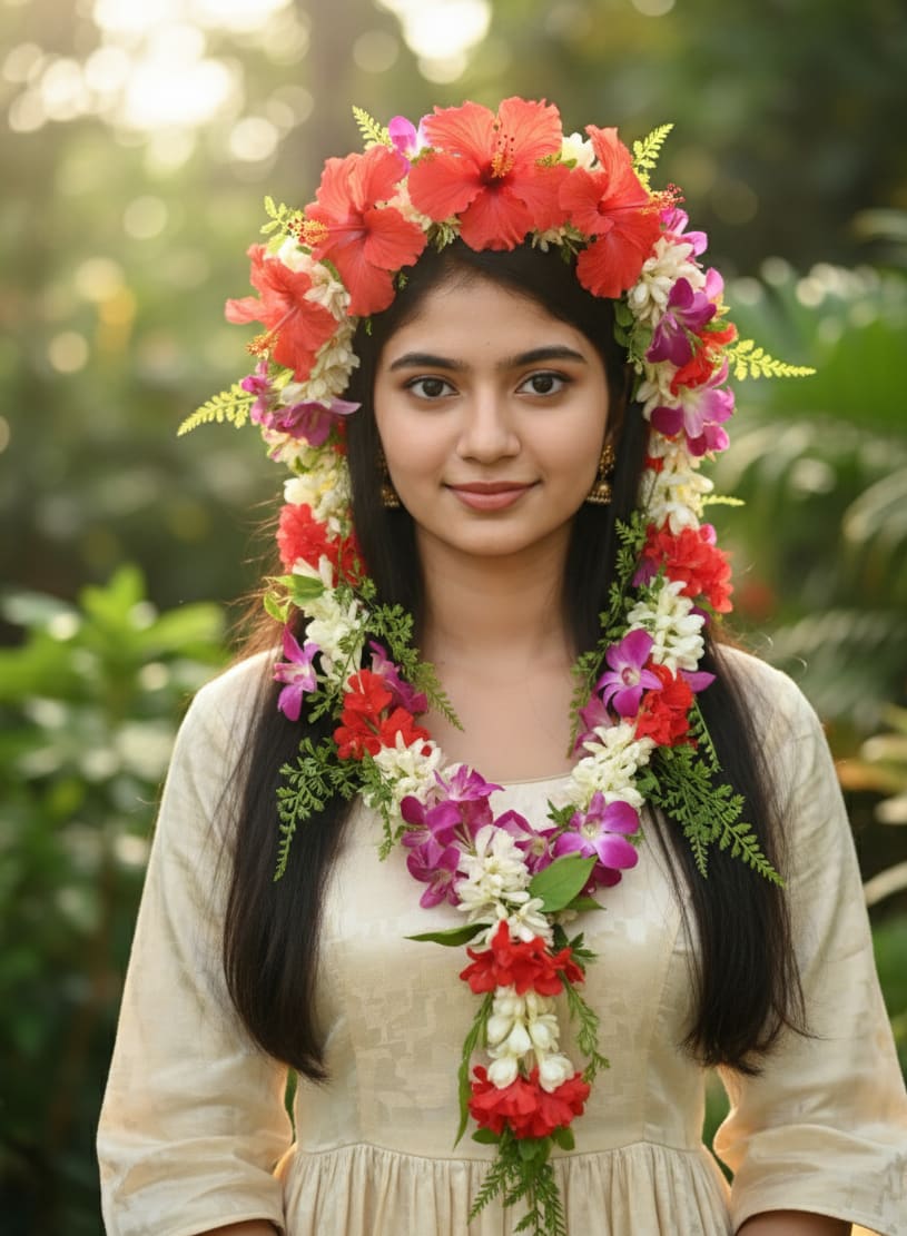 Woman with Flower Garland