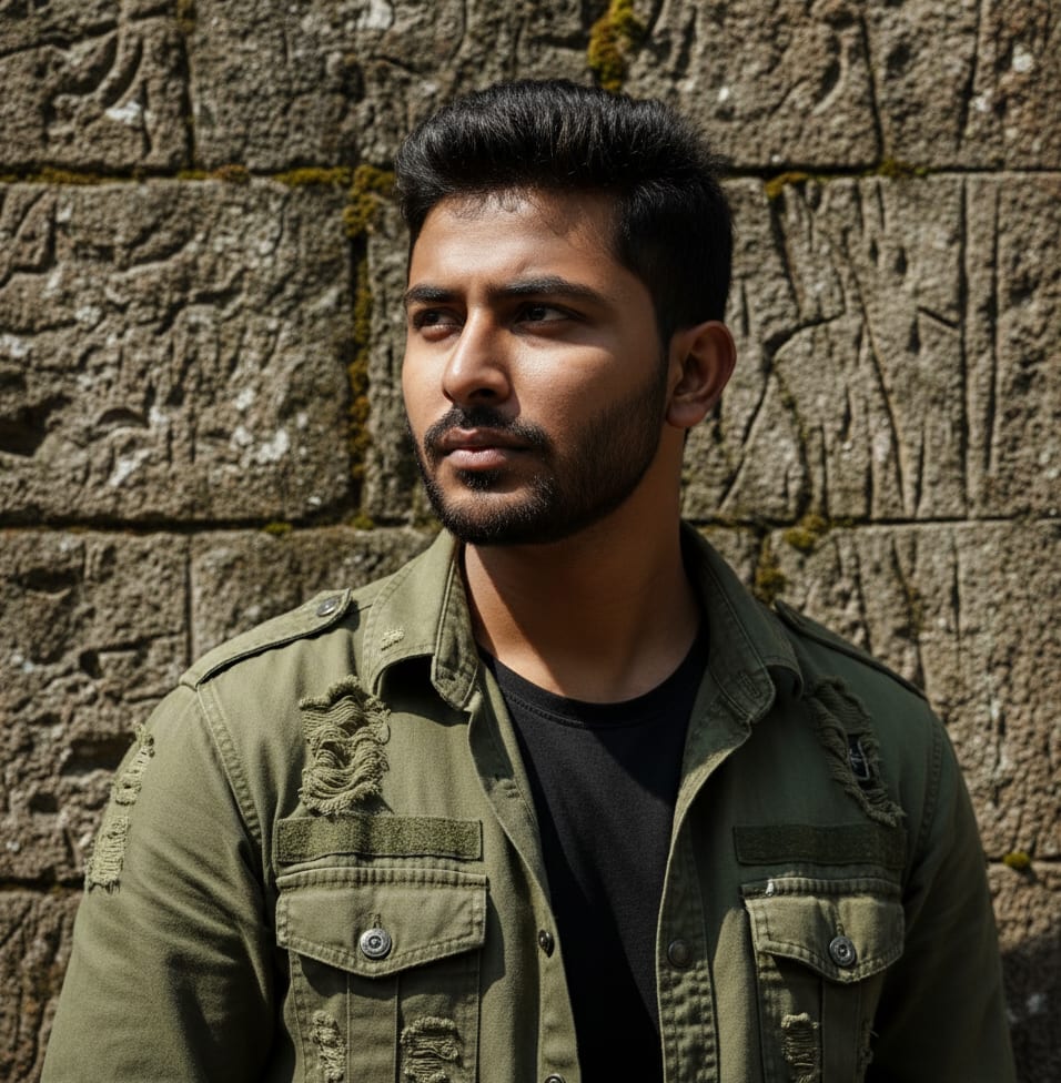 Man in Military Jacket