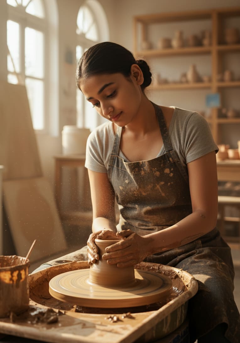 Woman Making Pottery