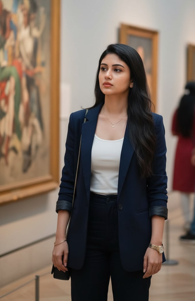 Woman in Art Gallery
