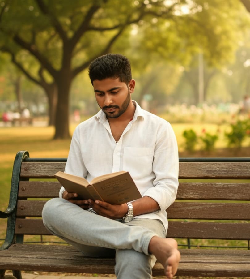 Man Reading in Park