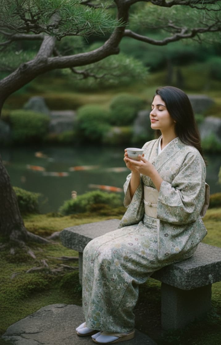 Woman in Japanese Garden