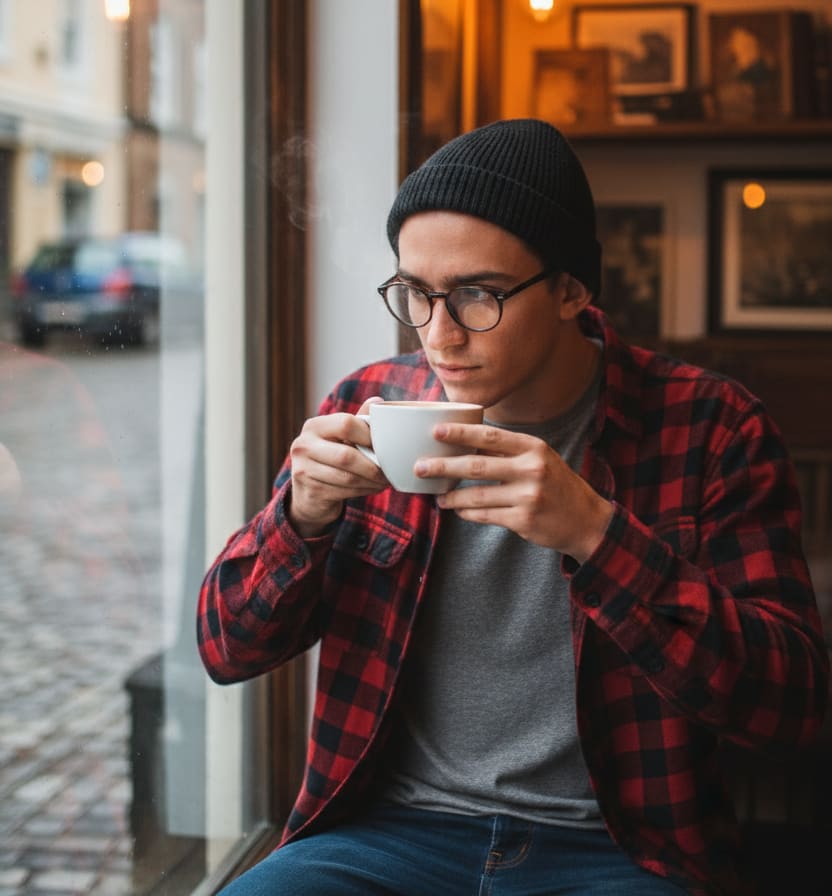 Man in cafe