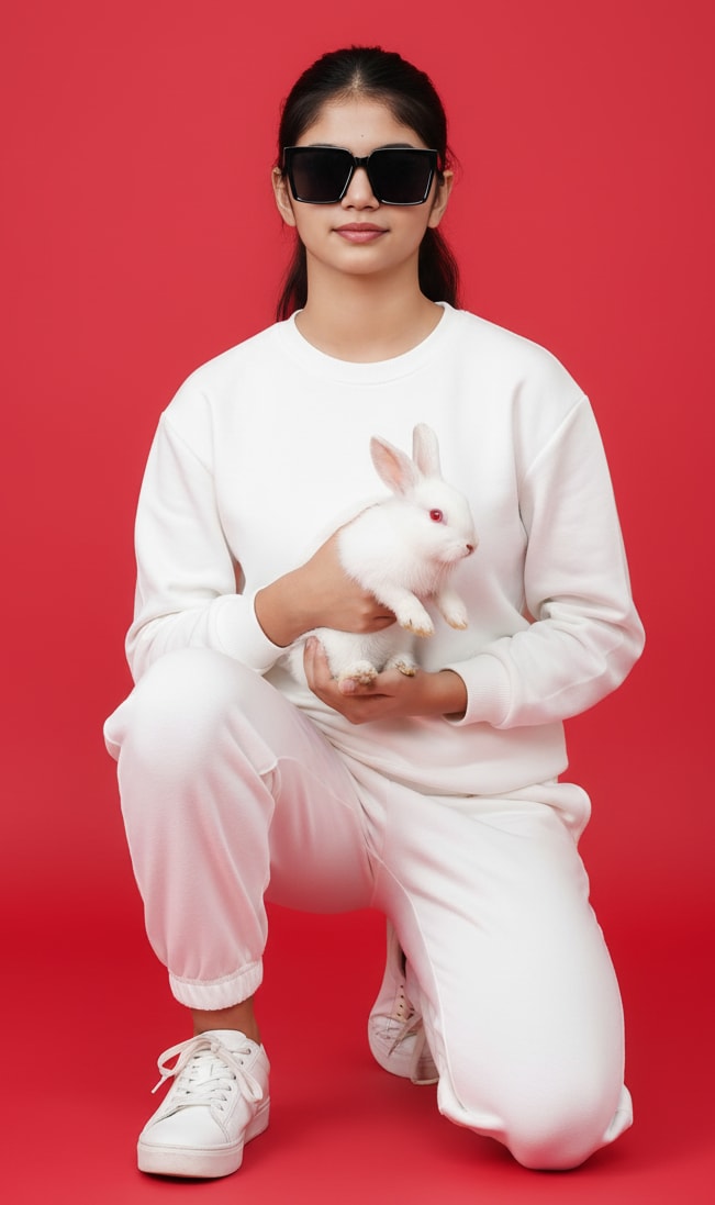 Woman with rabbit