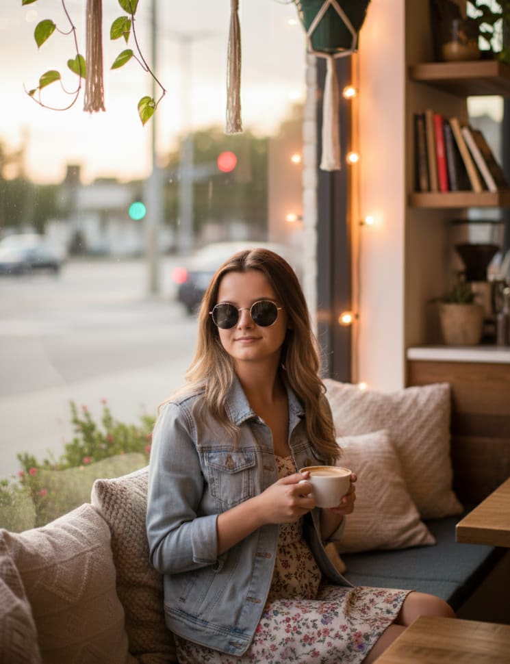 Woman in cafe