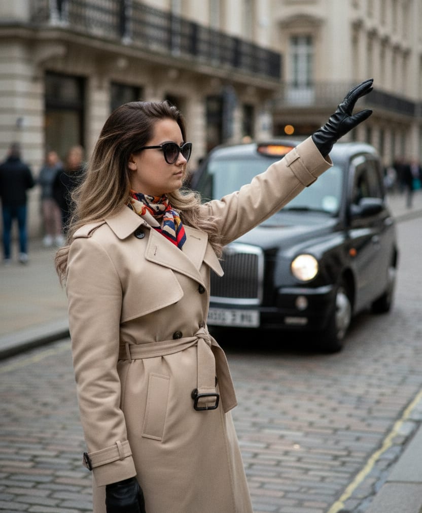 Woman hailing cab