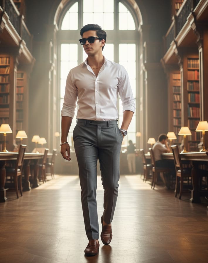 Man in historic library