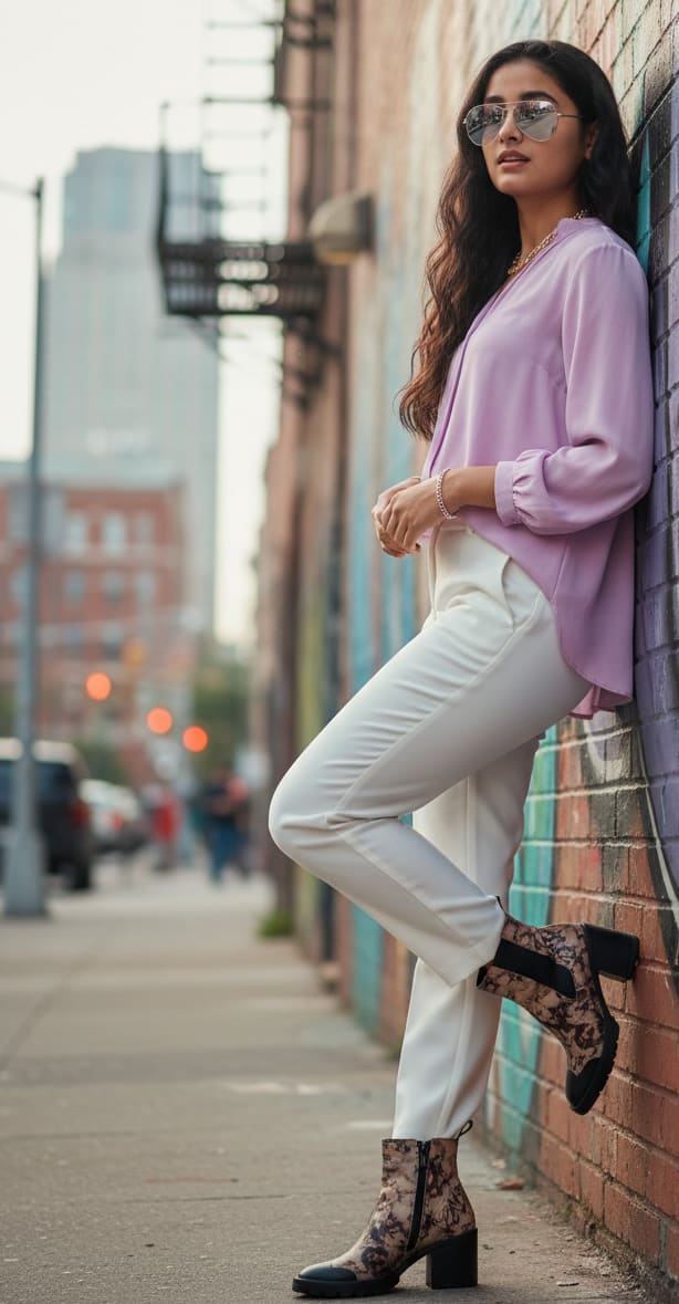 Woman at graffiti wall