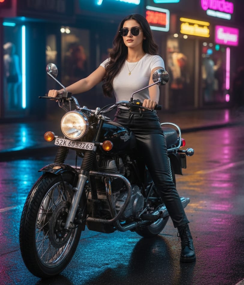 Woman on motorcycle