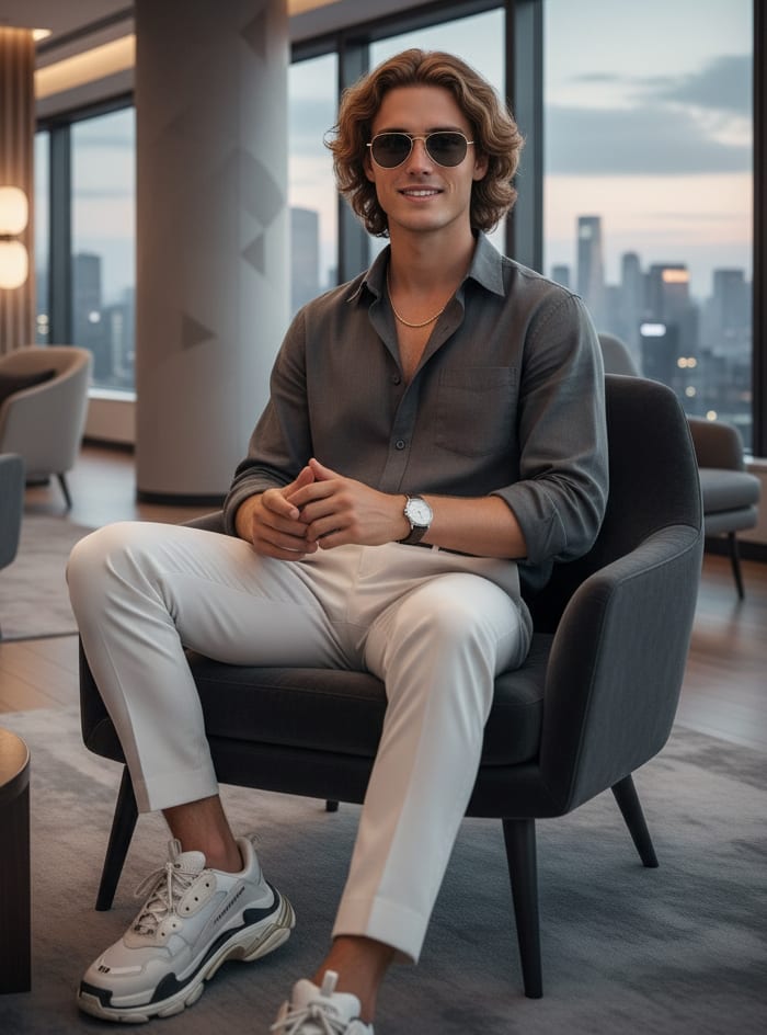 Man in royal blue shirt